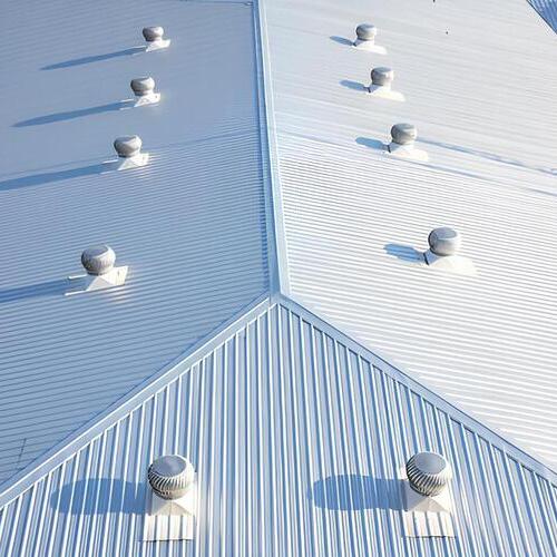 overhead view of a commercial metal roof