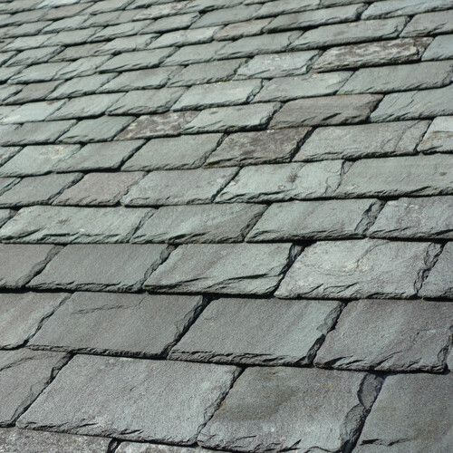 closeup view of slate roofing materials