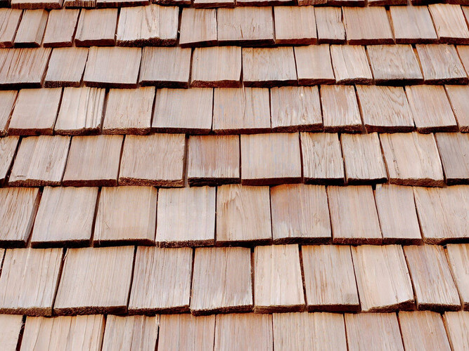 closeup of a wood shake roof