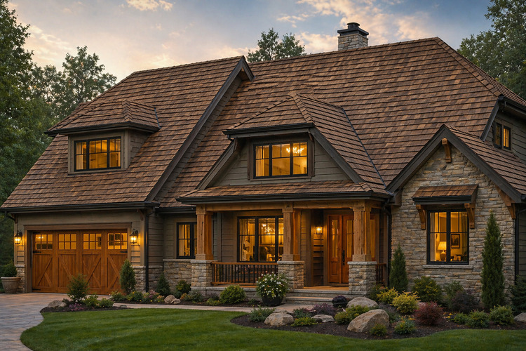 a home with a synthetic wood roof